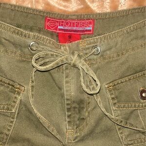 Hot Kiss Khaki Green Tie-Front Shorts